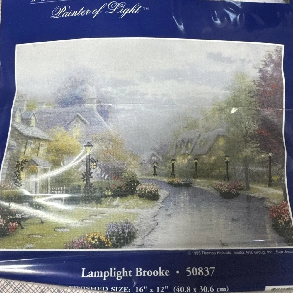 Sewing Craft Thomas Kincaid Lamplight Brook Cross‎ Stitch Kit Started 1995